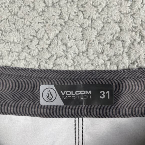 Volcom Board Shorts Men 31 Striped Mod Tech Quarta Fade Pockets Drawstring Swim - Picture 4 of 10